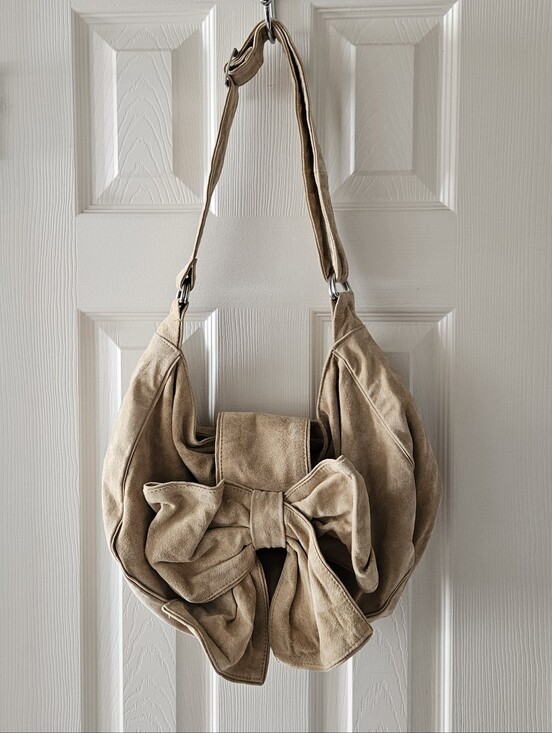 LizDen Handbags - LizDen Vintage Suede Bow Hobo Shoulder Bag, EC